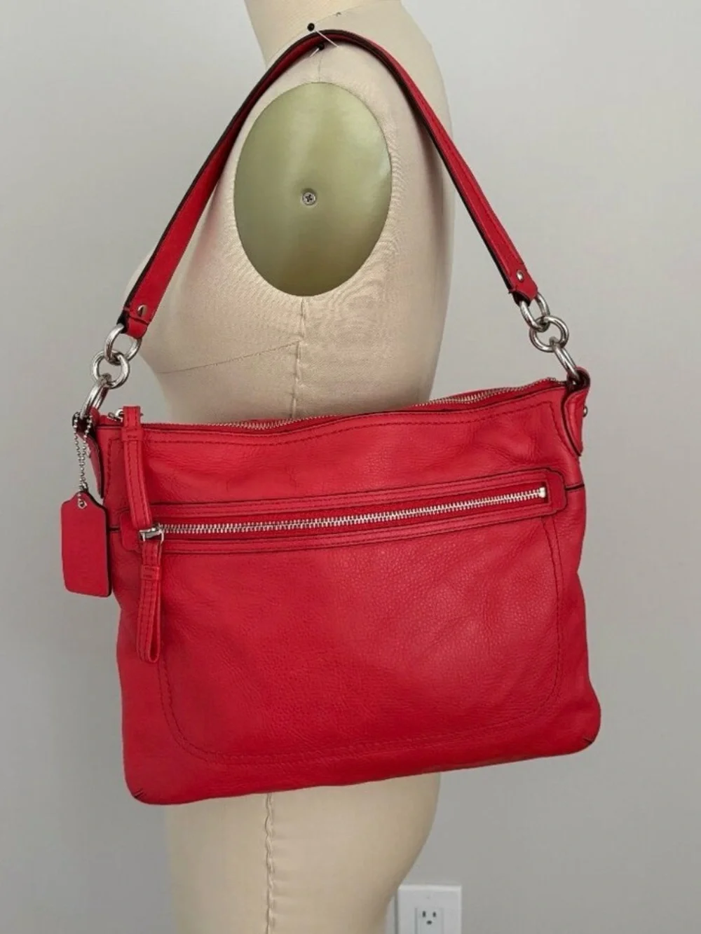 Coach poppy pebbled leather hippy red bag 22421M
